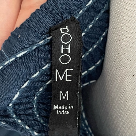 Boho Me Collection Babydoll Midnight Blue High Low Midi Dress Size M - Picture 4 of 5